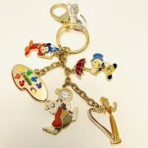 Disney Ink and Paint Purse Charm Key Fob Chain Jiminy Cricket White Rabbit NEW
